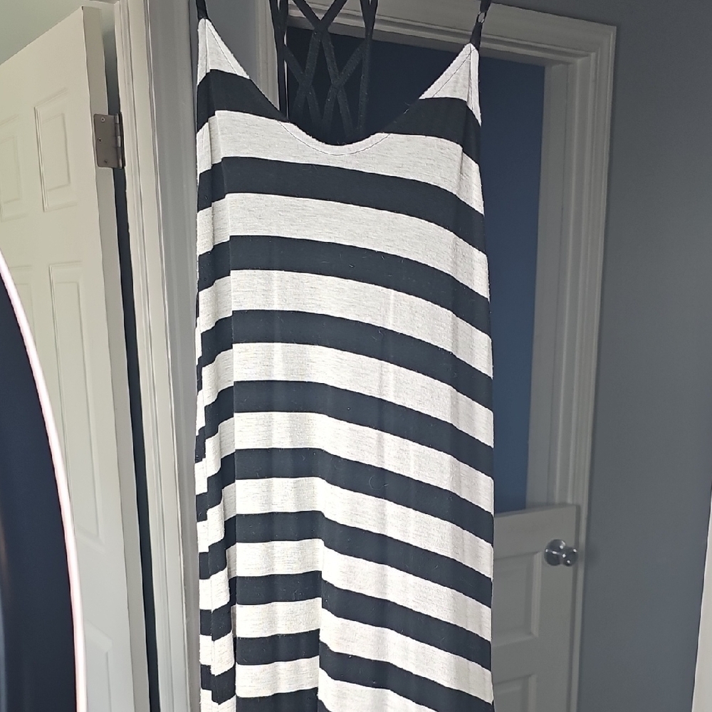 Striped Black and White Maxi Dress